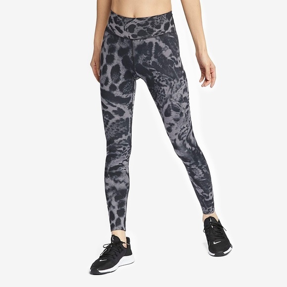 WOMENS nike dri fit all in Lux animal print grey and black leggings - Picture 1 of 8